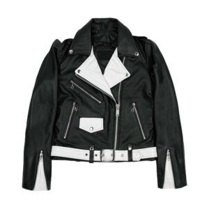 Black and White Biker Leather Jacket