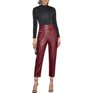 Burgundy Genuine Leather Pants