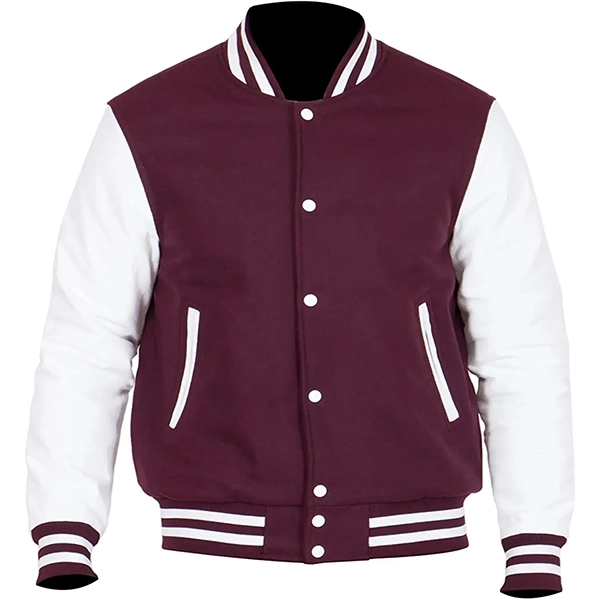 Men’s Maroon and White Varsity Jacket