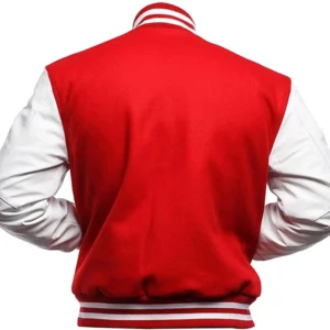 Mens Red And White Varsity Jacket