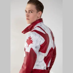 Mens Canuck Canadian Flag Leather Jacket Red White