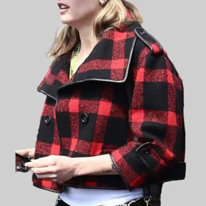 Cara Delevingne Red And Black Cropped Jacket