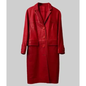 Emily in Paris Lily Collins Red Leather Coat