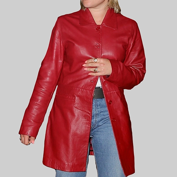 Florence Pugh Red Leather Coat