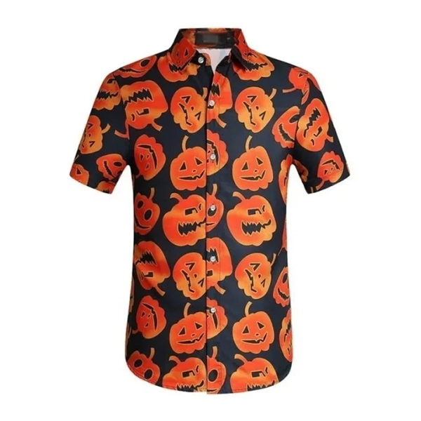 Halloween 2023 Orange Pumpkin Button Shirt