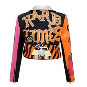 Halloween Multicolor Biker Leather Jacket