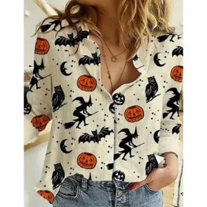 Halloween 2023 Spooky Cotton Print Shirt