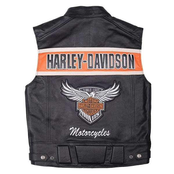 Harley Davidson Genuine Motorcycle Black Leather Vest