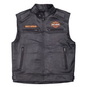 Harley Davidson Genuine Motorcycle Black Leather Vest