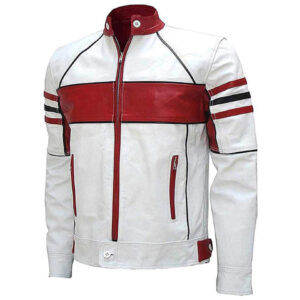 Men’s Red & White Cafe Racer Jacket