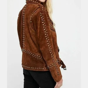 Women’s Brown Suede Studded Western Vintage Jacket