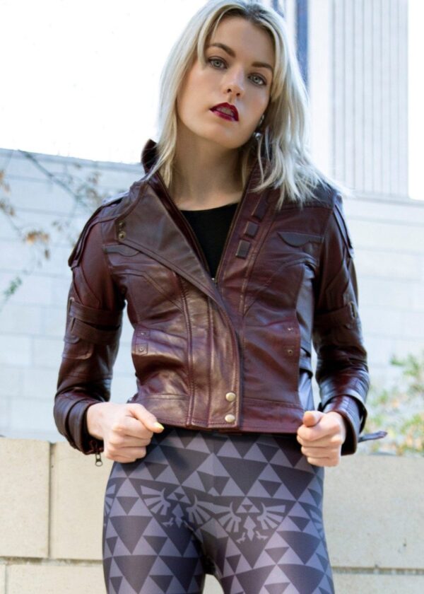 Womens Galaxy Red Leather Jacket