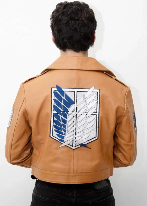 Mens Attack on Titan Brown Leather Jacket