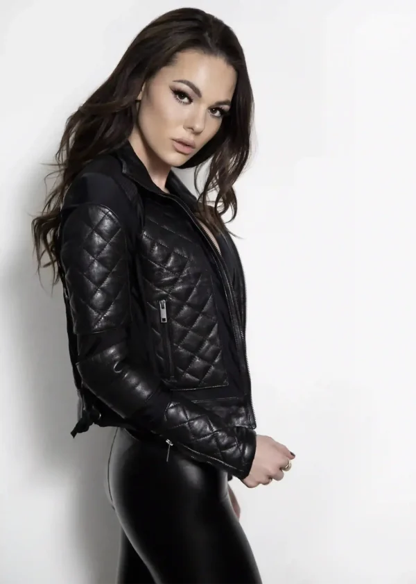 Womens Corset Black Quilted Motorcycle Jacket