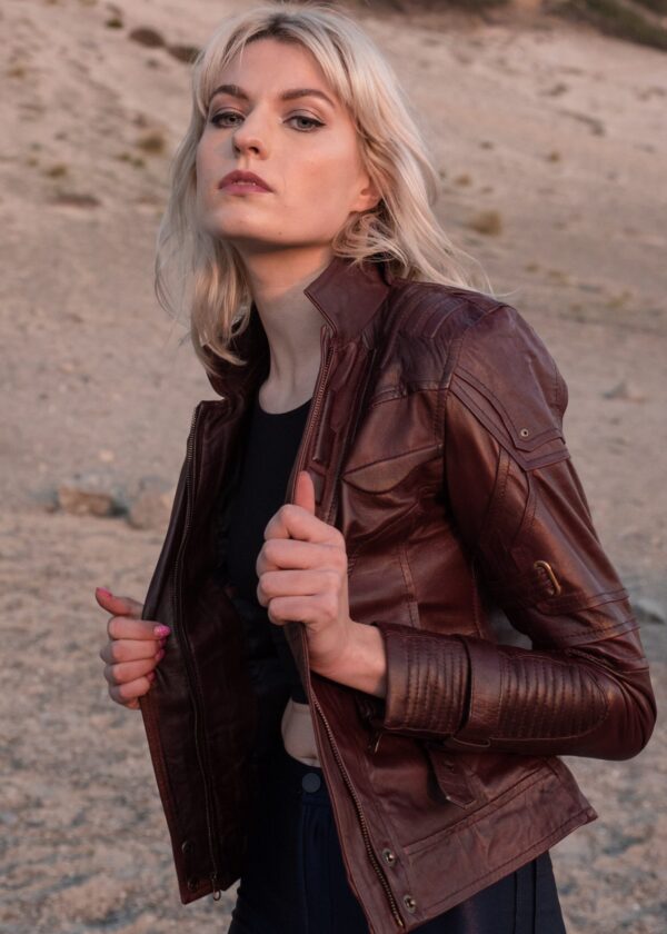 Womens Galaxy Red Leather Jacket