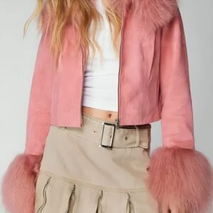 High Potential Kaitlin Olson Pink Suede Jacket