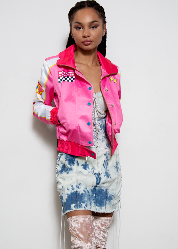 Womens Pink Racing Princess Bomber Jacket