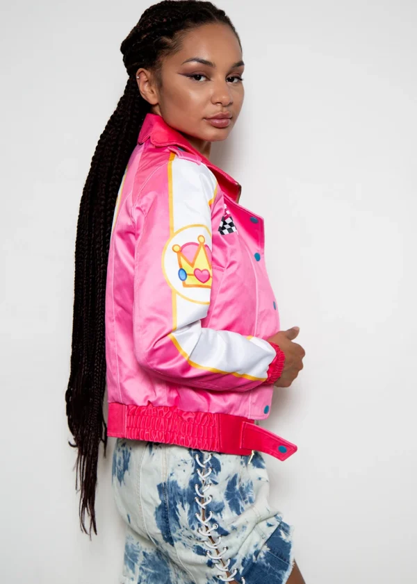 Womens Pink Racing Princess Bomber Jacket - Image 2