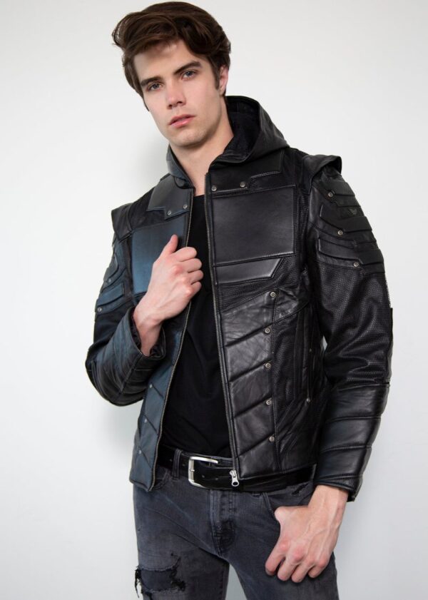 Mens Blackout Armor Leather Jacket