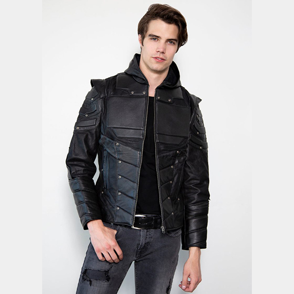 Mens Blackout Armor Leather Jacket