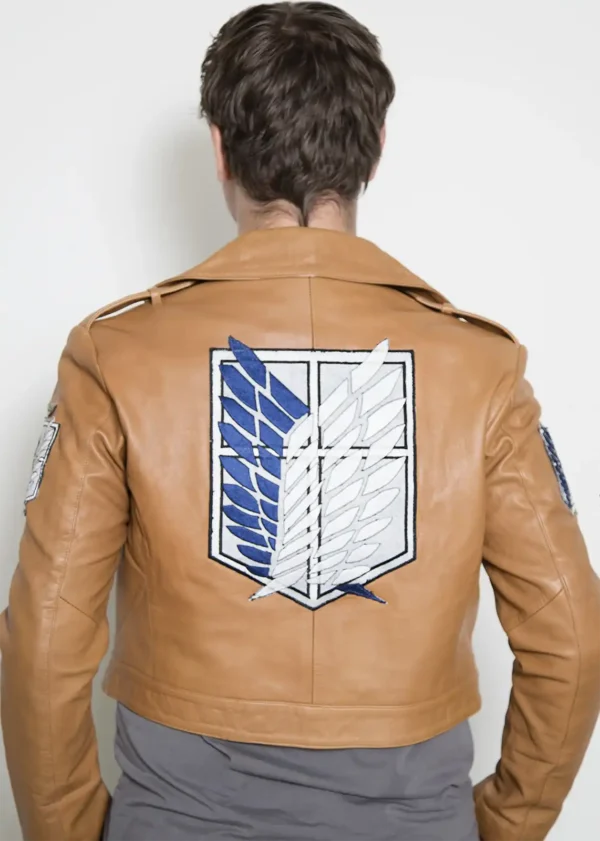 Mens Attack on Titan Brown Leather Jacket