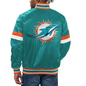 Miami Home Game Full-Snap Aqua Dolphins Starter Jacket Varsity