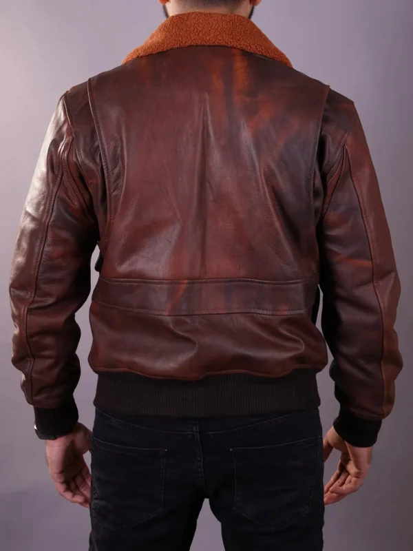 Men's Aviator Flight A-2 American Forces G1 Distressed Brown Bomber Leather Jacket