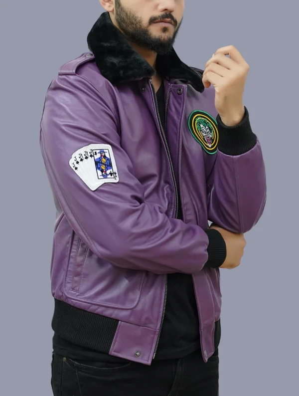 Men Goon Clown Prince Of Crime Bomber Leather Jacket