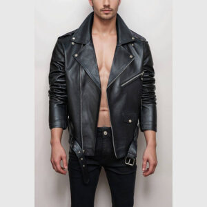 Black Lapel Style Collar Moto-Biker Jacket