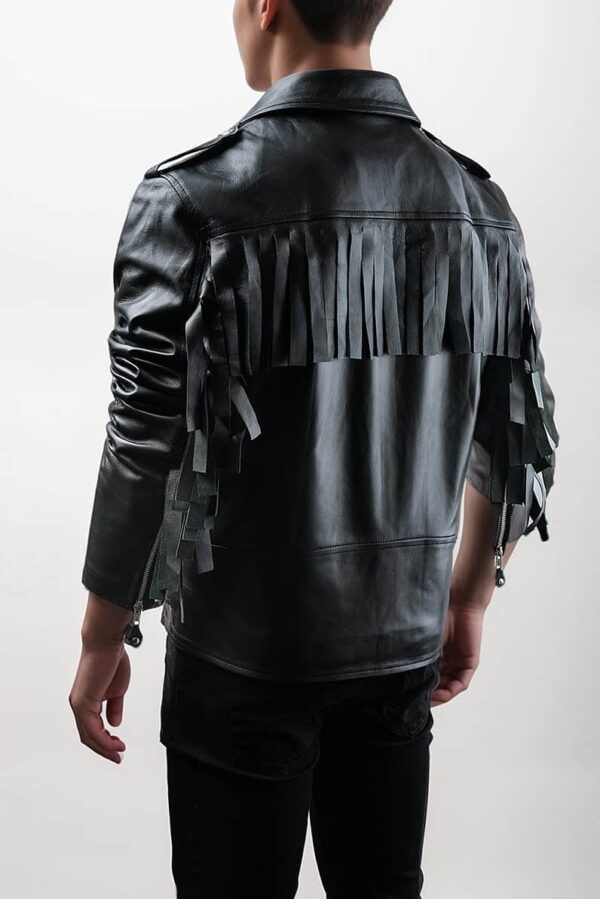 Black Lapel Style Collar Moto-Biker Jacket