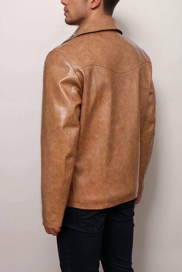 Men’s Stylish Tan Brown Durable Style Genuine Leather Jacket
