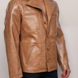 Men’s Stylish Tan Brown Durable Style Genuine Leather Jacket