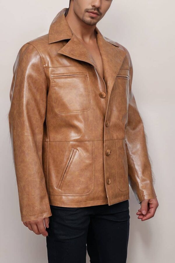 Men’s Stylish Tan Brown Durable Style Genuine Leather Jacket