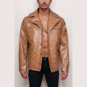 Men’s Stylish Tan Brown Durable Style Genuine Leather Jacket