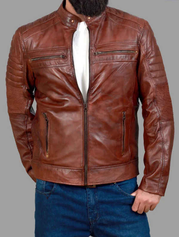 Cafe Racer Brown Leather Jacket For Men | Cafe Racer Biker Jacket For Men