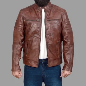 Cafe Racer Brown Leather Jacket For Men | Cafe Racer Biker Jacket For Men