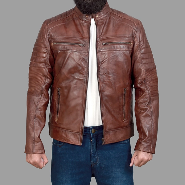 Cafe Racer Brown Leather Jacket For Men | Cafe Racer Biker Jacket For Men