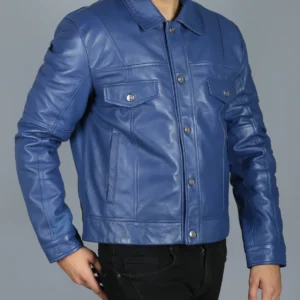 Mens Capsule Corp Blue Leather Jacket