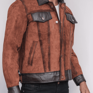 Men’s Brown Trucker Suede Leather Jacket