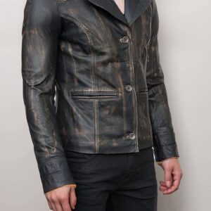 Men’s Distressed Black Leather Jacket
