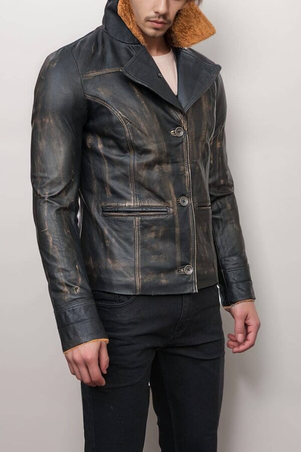 Men’s Distressed Black Leather Jacket