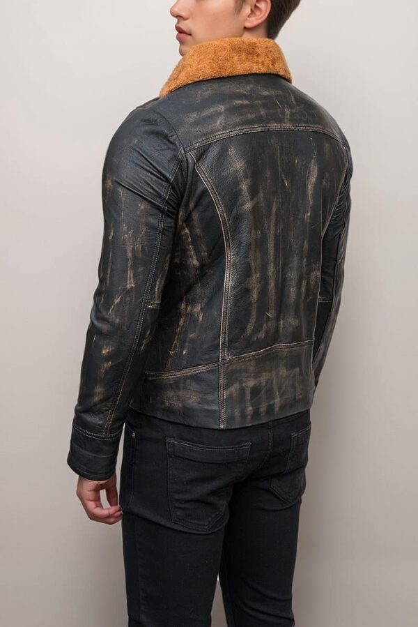 Men’s Distressed Black Leather Jacket