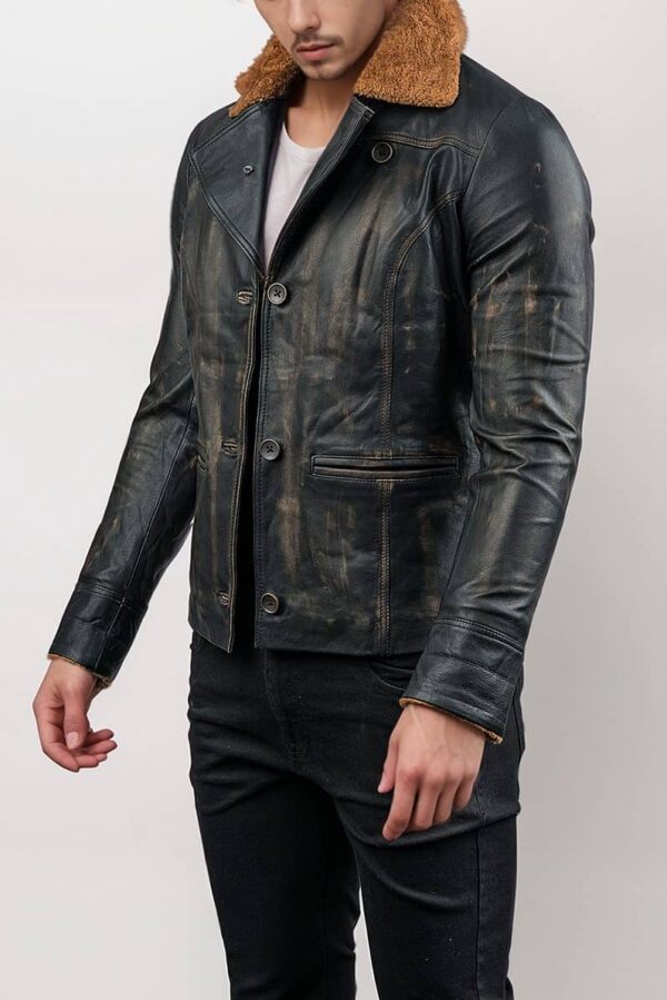 Men’s Distressed Black Leather Jacket