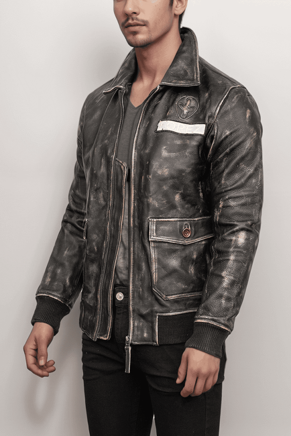 Men’s Distressed Vintage Bomber Leather Jacket