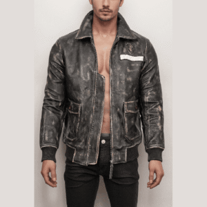 Men’s Distressed Vintage Bomber Leather Jacket