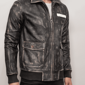 Men’s Distressed Vintage Bomber Leather Jacket