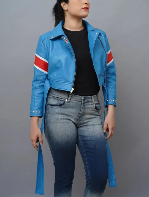 Cammy Inspired UK Flag Cropped Costume Leather Jacket