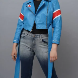 Cammy Inspired UK Flag Cropped Costume Leather Jacket