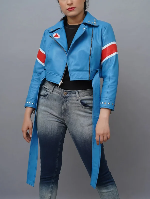Cammy Inspired UK Flag Cropped Costume Leather Jacket