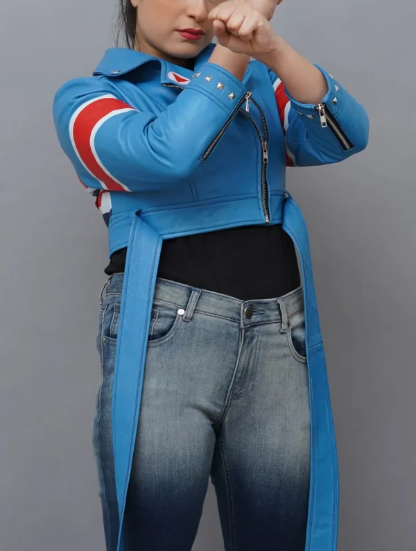 Cammy Inspired UK Flag Cropped Costume Leather Jacket